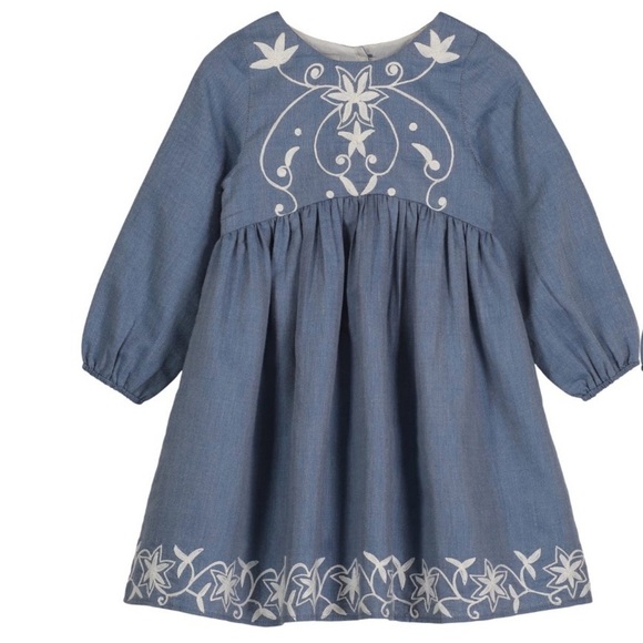 Pippa & Julie Other - Pippa & Julie Embroidered Chambray A-Line Dress Size 12 Months Blue
